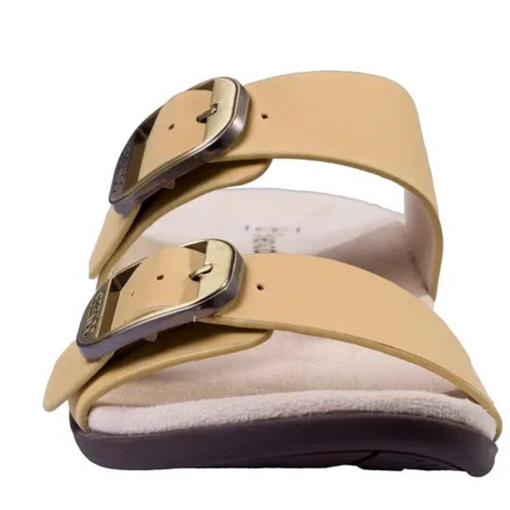 WACO Spenco Crista Slide Sandals Orthotic Buckle Yellow Leather NEW Size 7 Wide